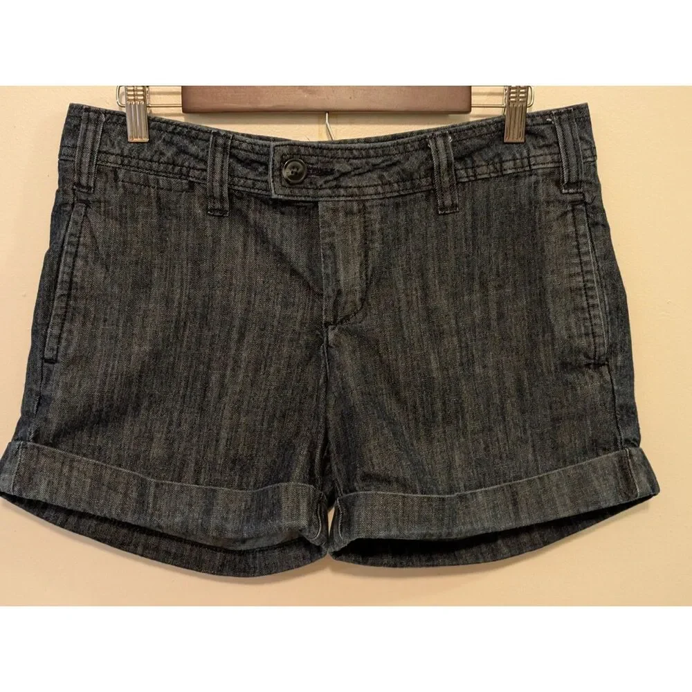 Gap Dark Wash Cuffed Denim Trouser Shorts Button Pocket - Size 8